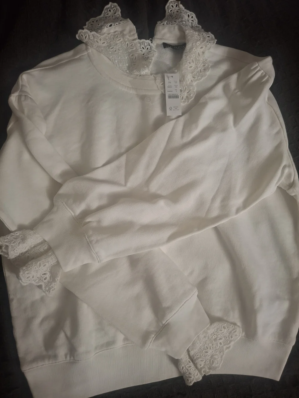 J. Crew White Lace-Trim Sweatshirt